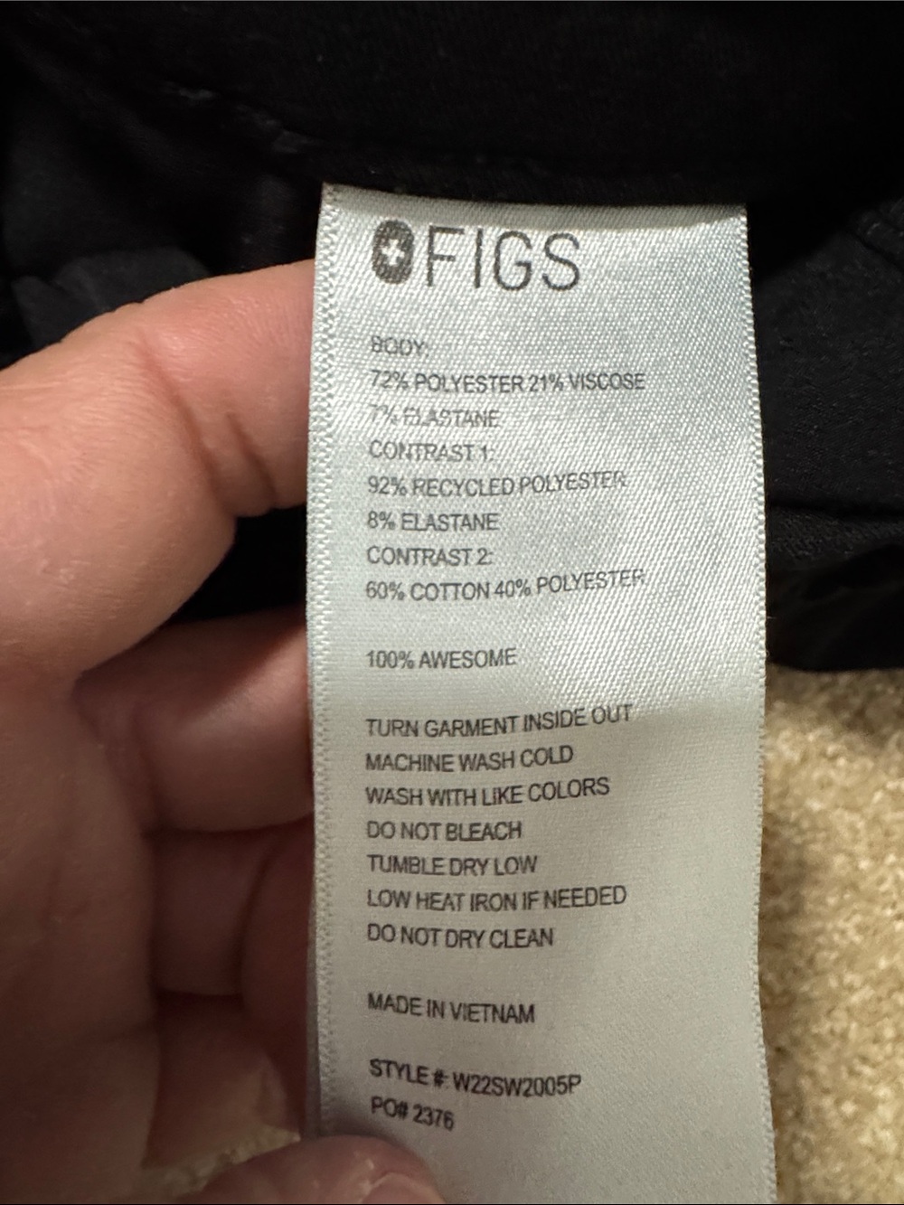Figs Technical Collection Black Top - Picture 3 of 9